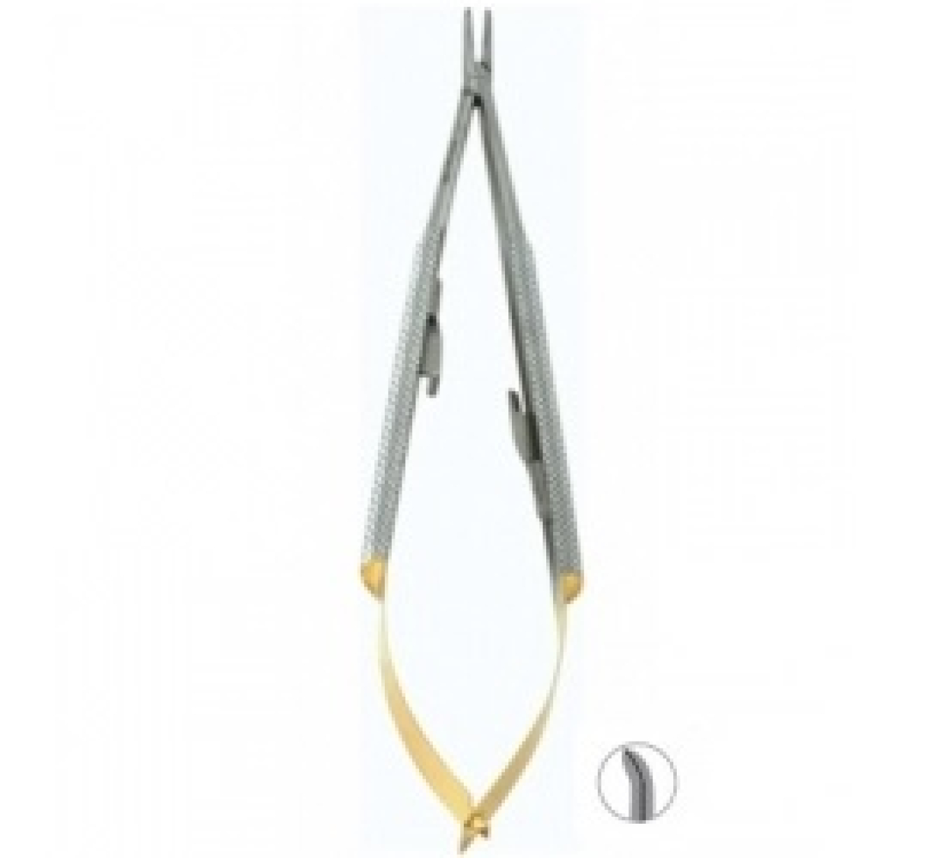 NTC-06C Иглодержатель Кастровьехо, изогнутый ТВС 18 см, Mr.Curette Tech, Южная Корея