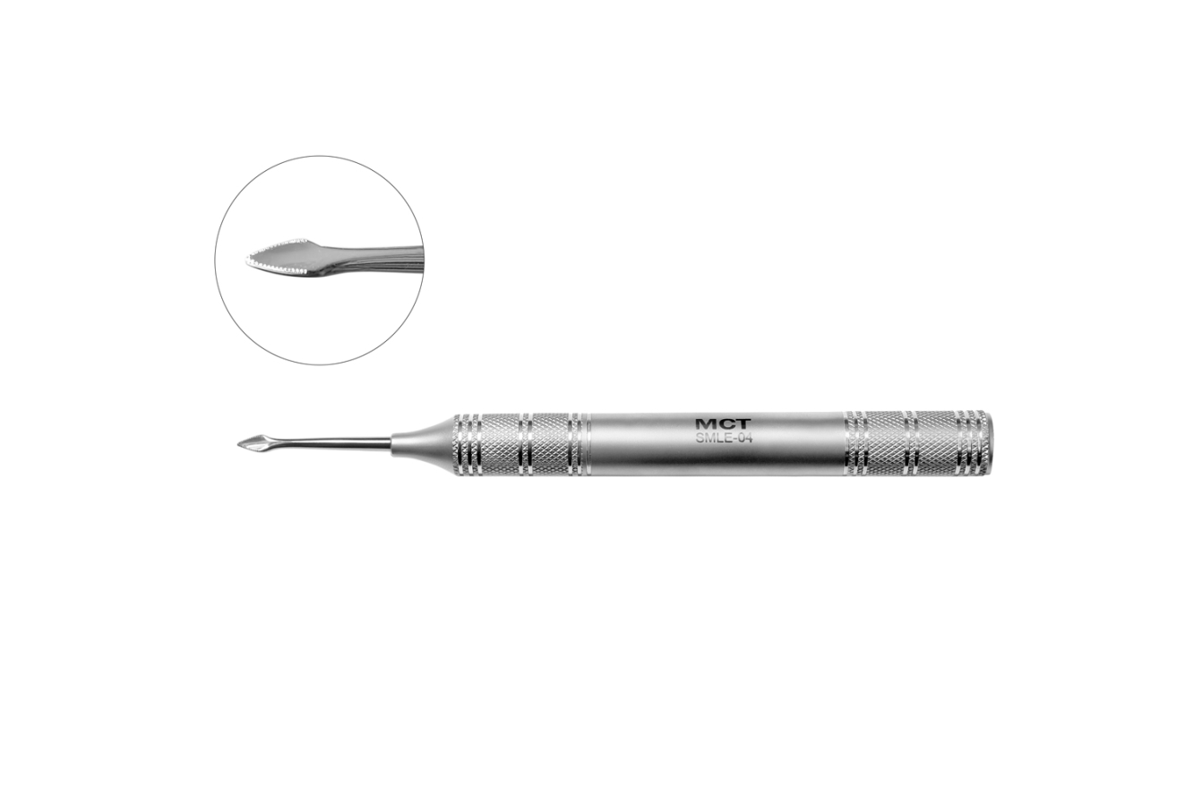 SMLE-04 Стоматологический Люксатор Bernard периотомного типа гибкий, прямой, зубчатый, ширина 3.6 мм, Mr.Curette Tech, Южная Корея