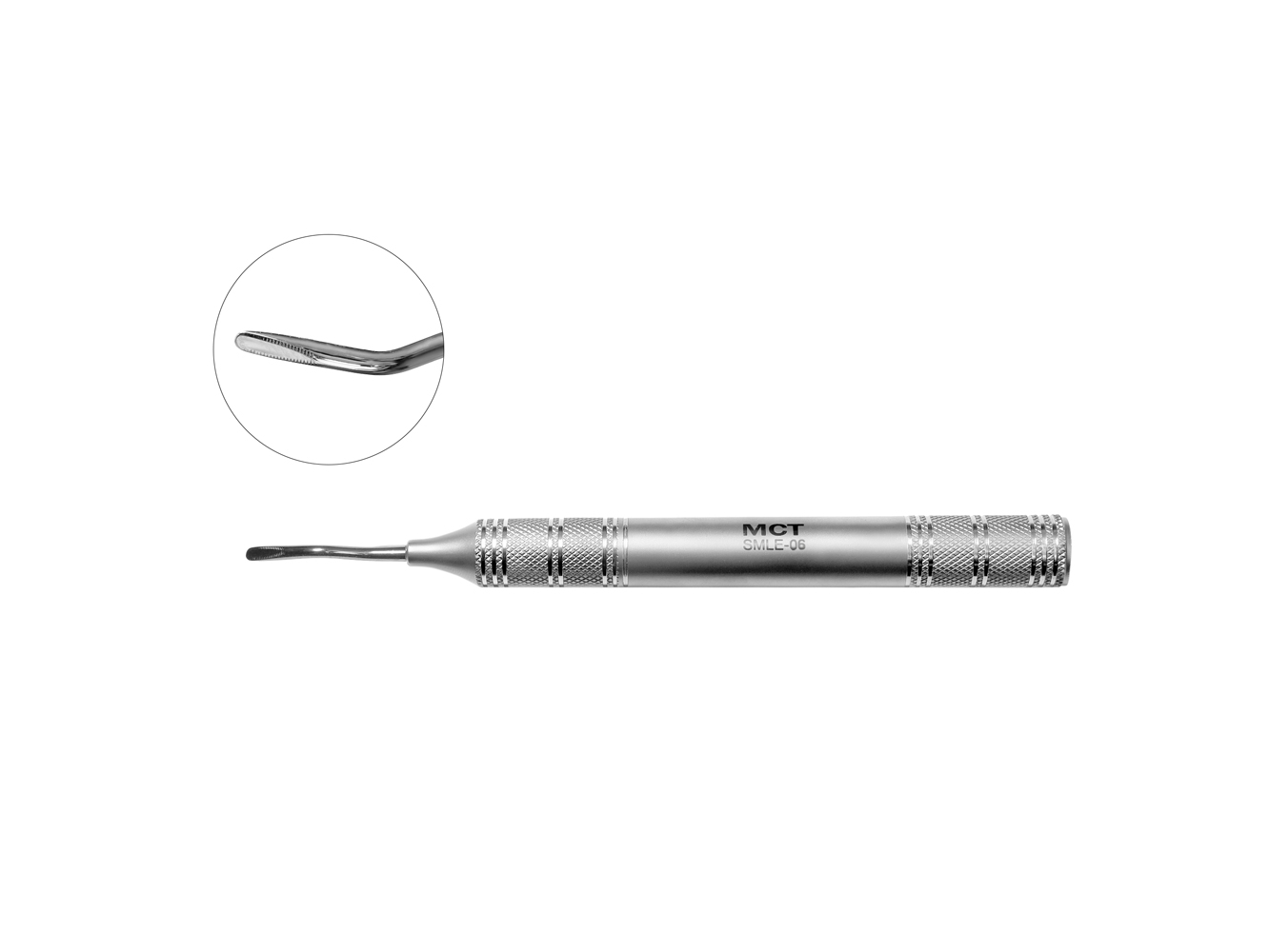 SMLE-06 Стоматологический Люксатор Bein периотомного типа гибкий, байонет, дистальный узкий, зубчатый, ширина 2.8 мм, Mr.Curette Tech, Южная Корея