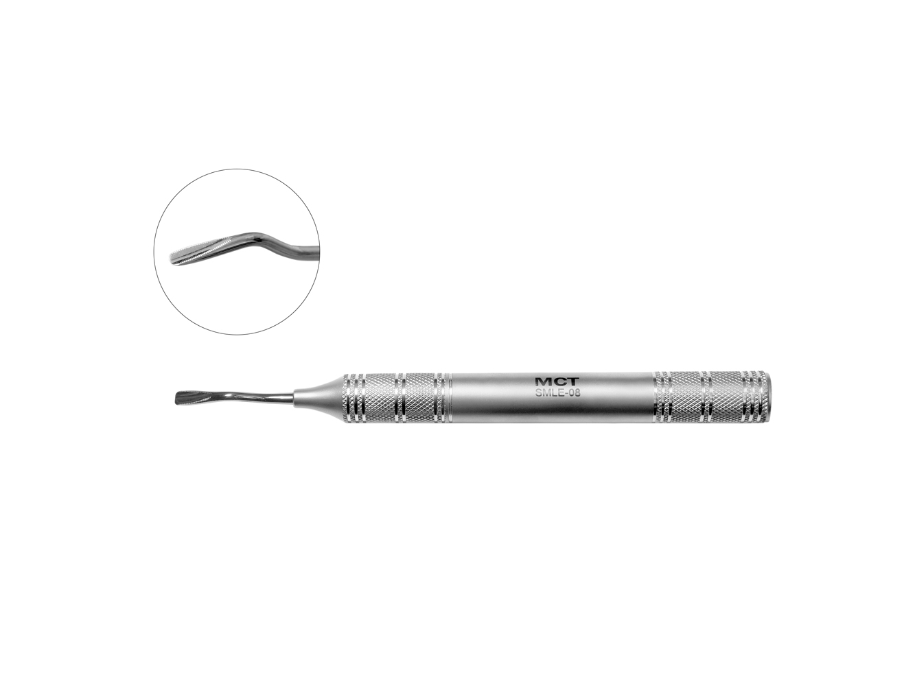 SMLE-08 Стоматологический Люксатор Bein периотомного типа гибкий, байонет, дистальный широкий, зубчатый, ширина 3.7 мм, Mr.Curette Tech, Южная Корея