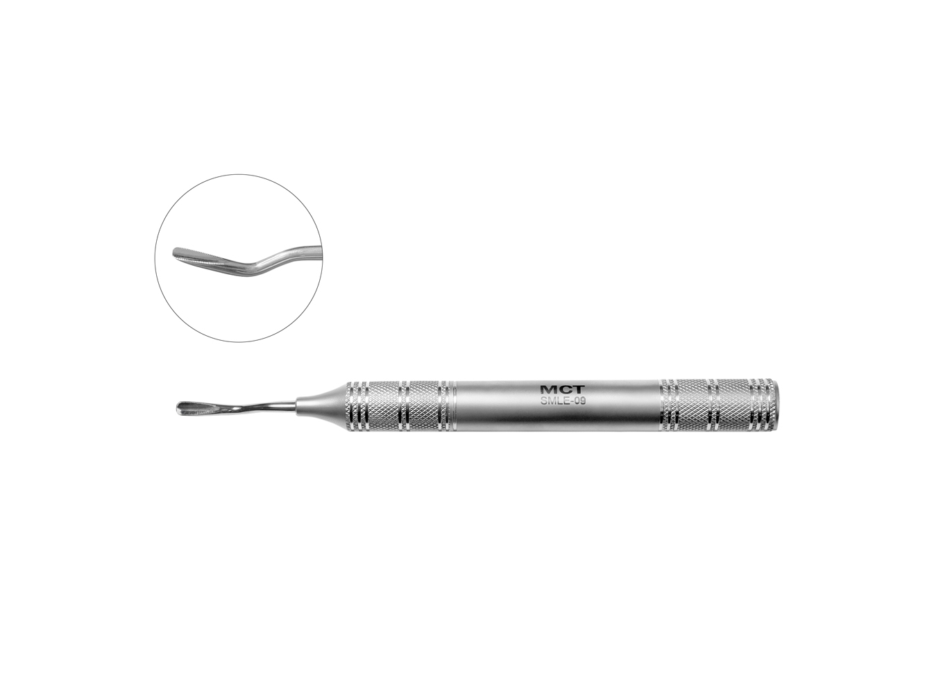 SMLE-09 Стоматологический Люксатор Bein периотомного типа гибкий, байонет, мезиальный широкий, зубчатый, ширина 3.7 мм, Mr.Curette Tech, Южная Корея