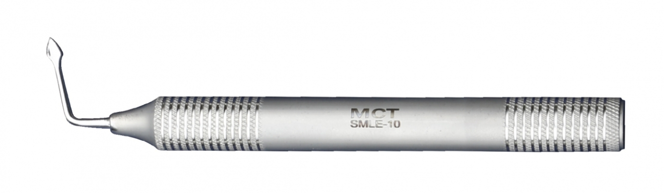 SMLE-10 Стоматологический люксатор Bernard периотомного типа, изогнутый от себя, зубчатый, ширина 3.5 мм, Mr.Curette Tech, Южная Корея