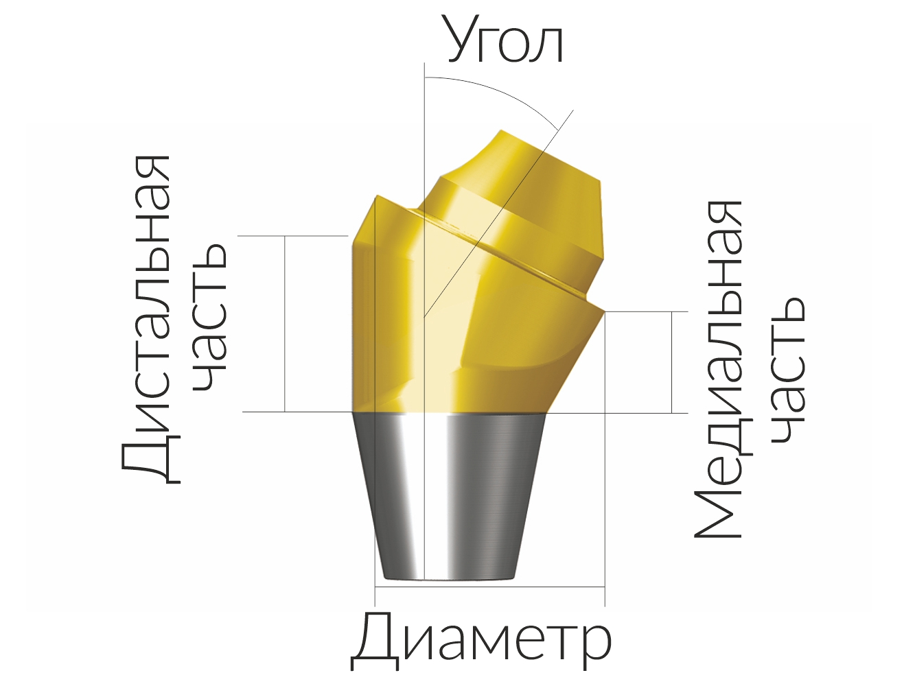 ASA45302018N  Винтовой угловой абатмент без шестигранника, диаметр 4.5 мм, Dentium (Ю.Корея)