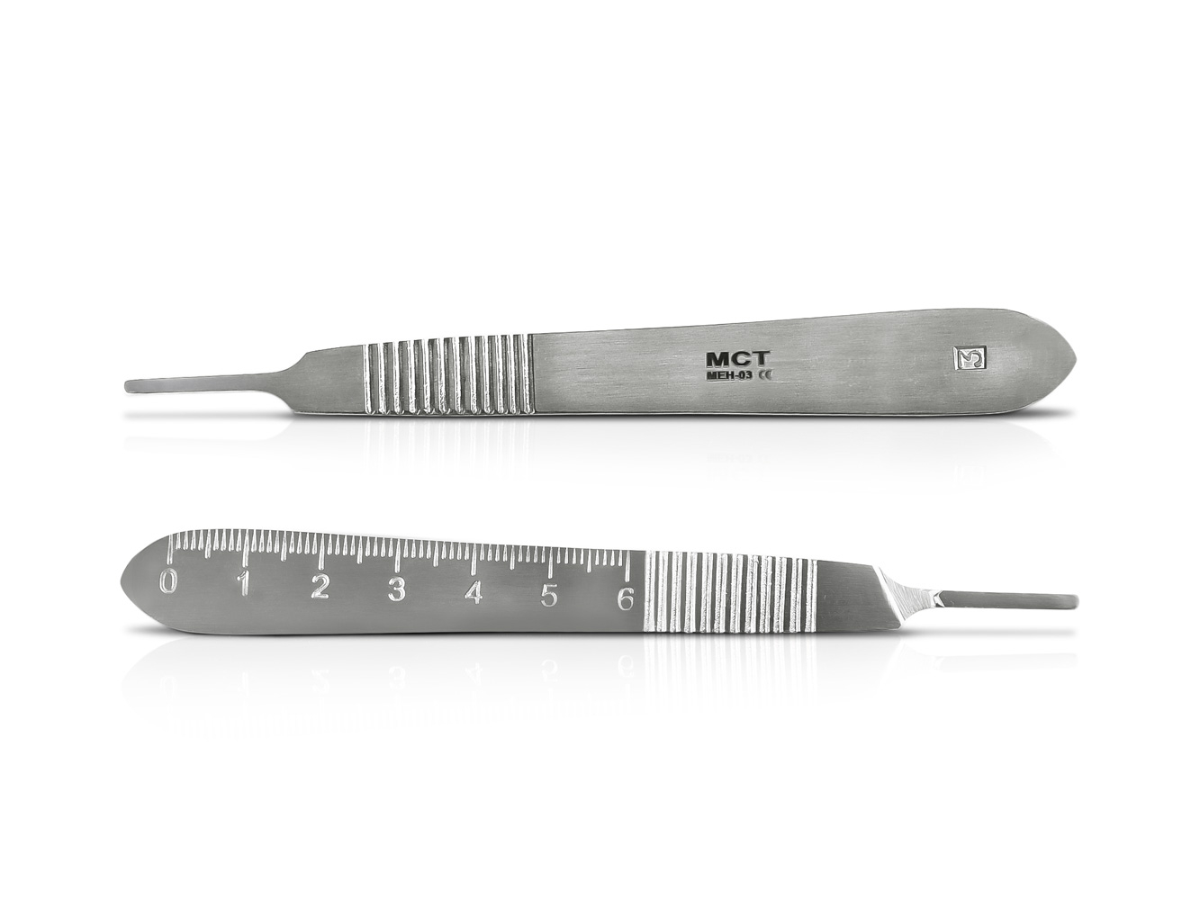 MEH-03 Стоматологическая ручка скальпеля плоская, прямая, с линейкой, Mr.Curette Tech, Южная Корея
