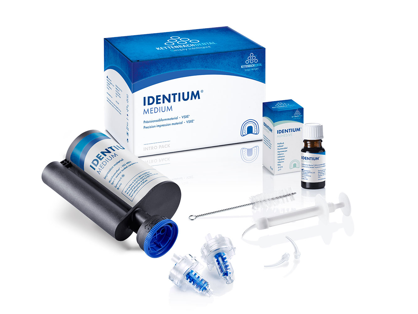 Стоматологический оттискный материал Kettenbach Identium Medium Intro pack, 14716, Kettenbach (Германия), 380 ml и акссесуары