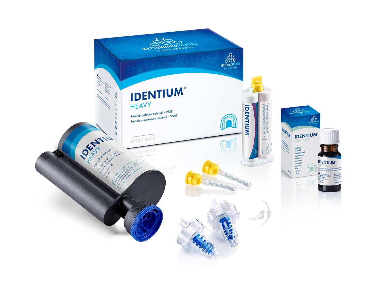 Стоматологический оттискный материал Kettenbach Identium Heavy  Intro pack, 14724, Kettenbach (Германия), 380 ml и акссесуары
