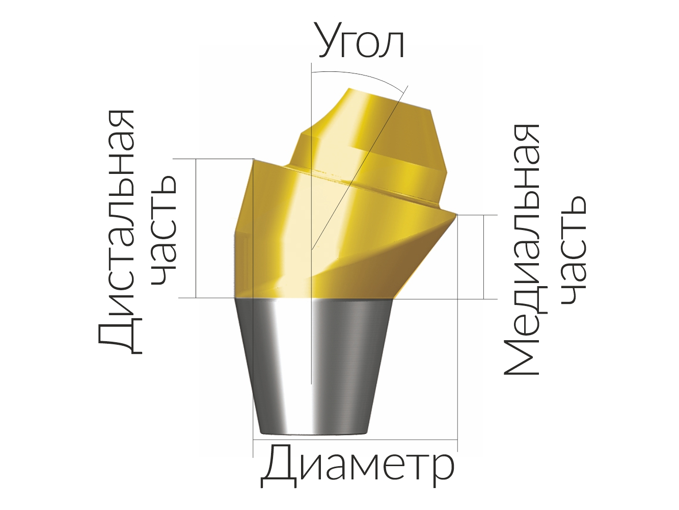 ASA45152018N  Винтовой угловой абатмент без шестигранника, диаметр 4.5 мм, Dentium (Ю.Корея)