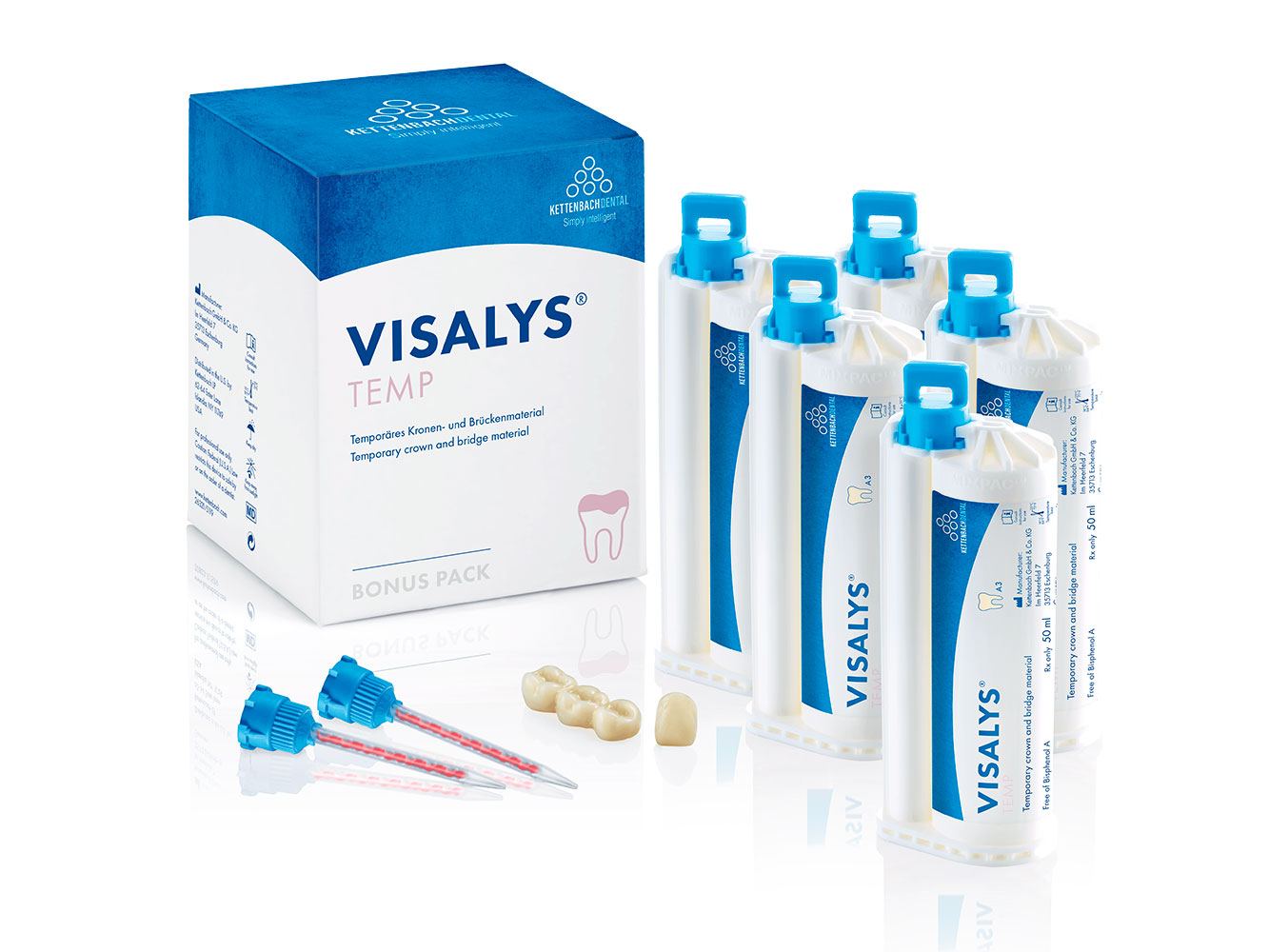 Visalys Temp А3 Bonus pack Стоматологический материал для временных коронок и мостов, Kettenbach (Германия) 13795 (5х50 мл)