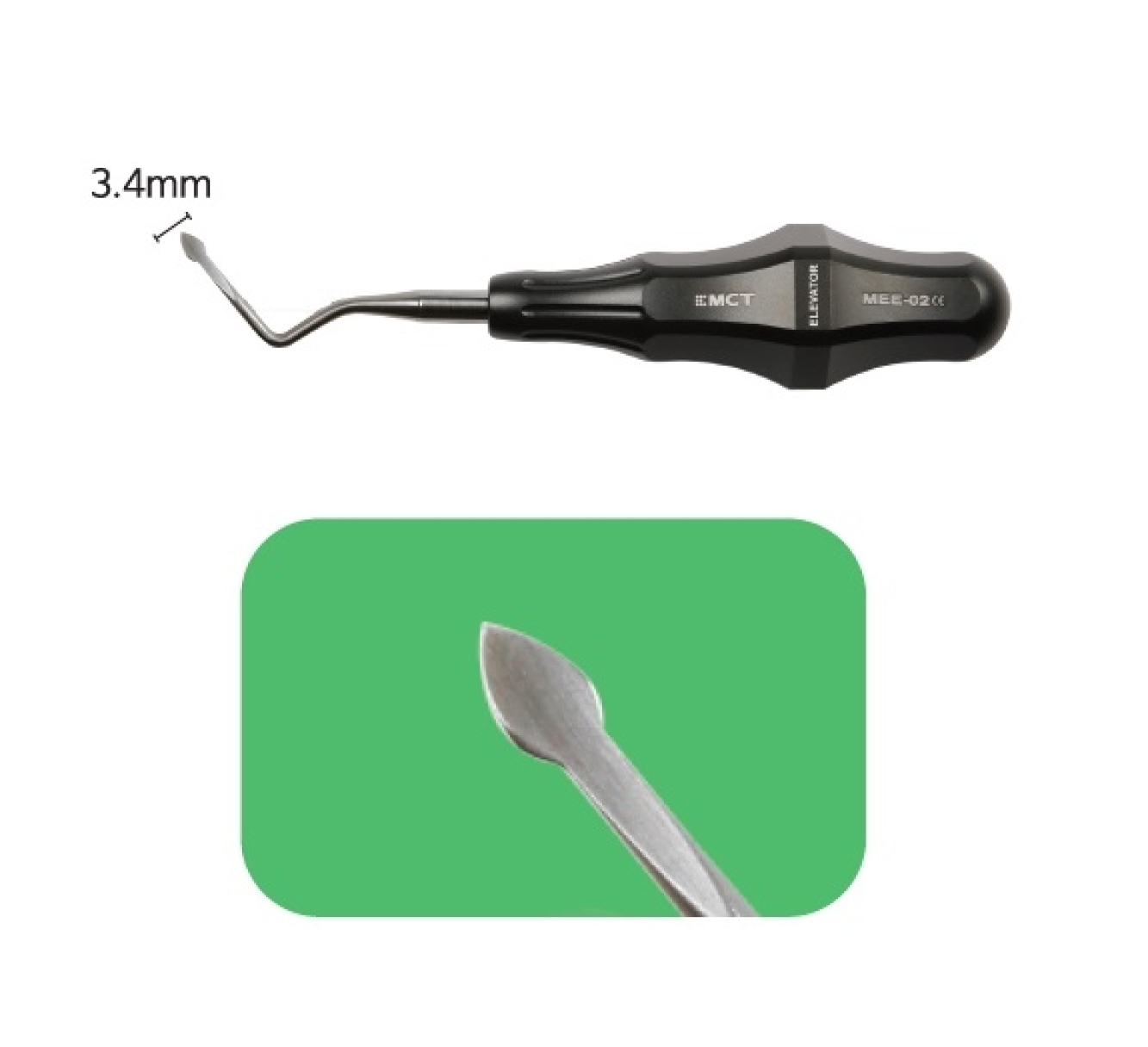 MEE-02 Стоматологический корневой элеватор E02 Bernard для удаления отломков корней, левый, Mr.Curette Tech, Южная Корея