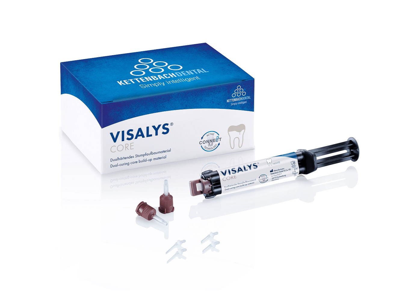 13866 Visalys Core White Syringe Intro pack Стоматологический композит двойного отверждения для восстановления культи зуба и для фиксации штифтов, Kettenbach (Германия)