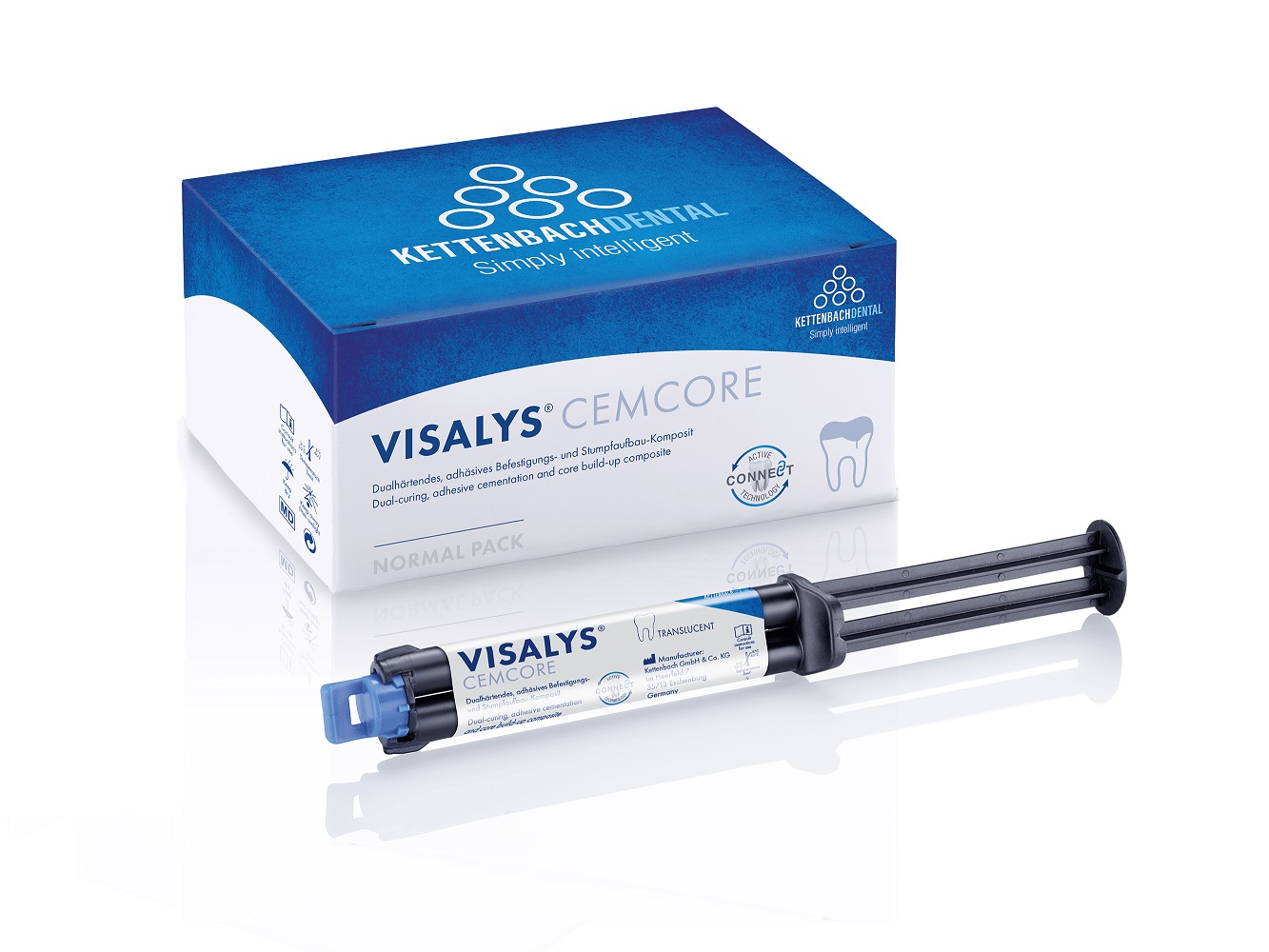 13574 Visalys CemCore Translucent Normal pack композит двойного отверждениядля работы с любыми непрямыми реставрациями, Kettenbach (Германия)