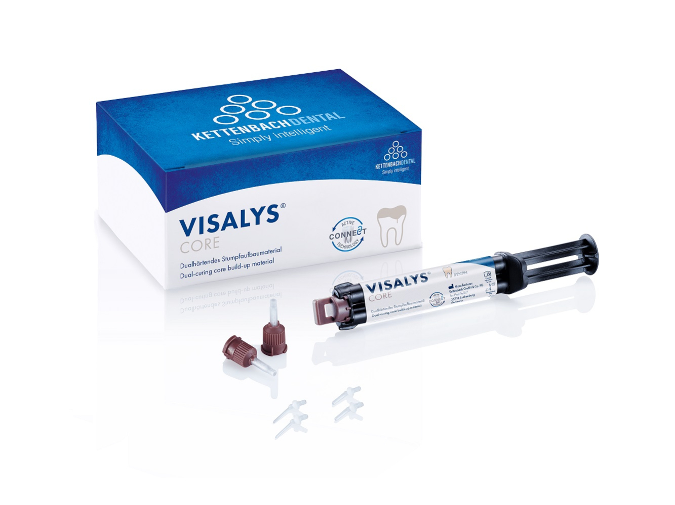 13865 Visalys Core Dentin Syringe Intro pack Стоматологический композит двойного отверждения для восстановления культи зуба и для фиксации штифтов, Kettenbach (Германия)