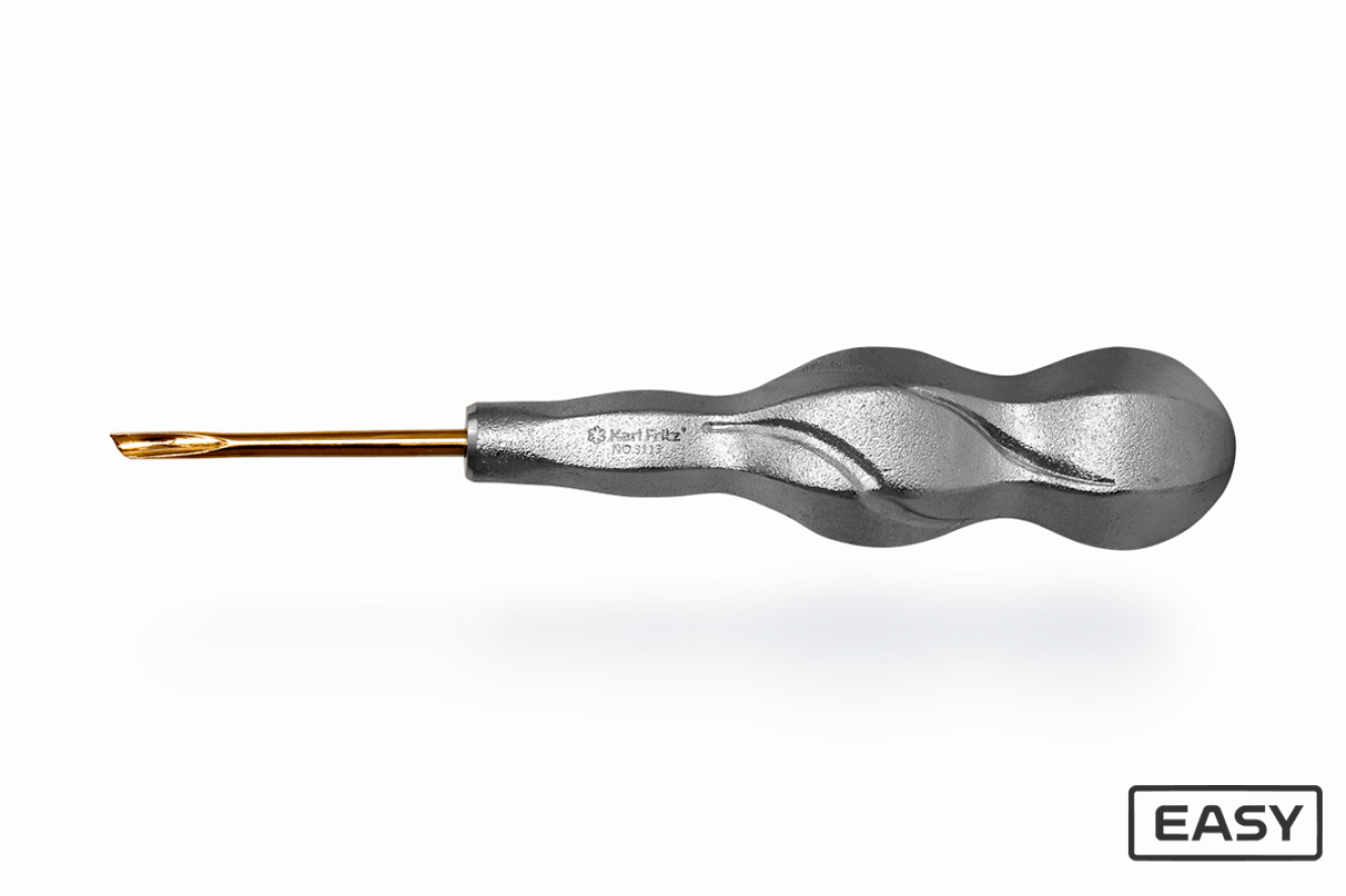 Гибкий люксатор серии EASY с микрозубцами.
Назначение: разрезание периодонта.