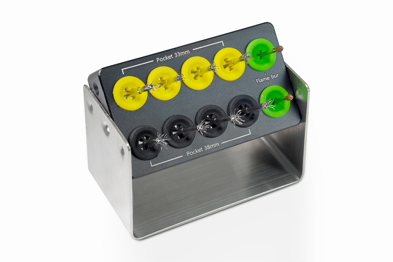 Набор титановых щеточек для периимплантита, расширенный (Pocket L — 4 шт., Pocket S — 4 шт., Flame bur — 2 шт.).